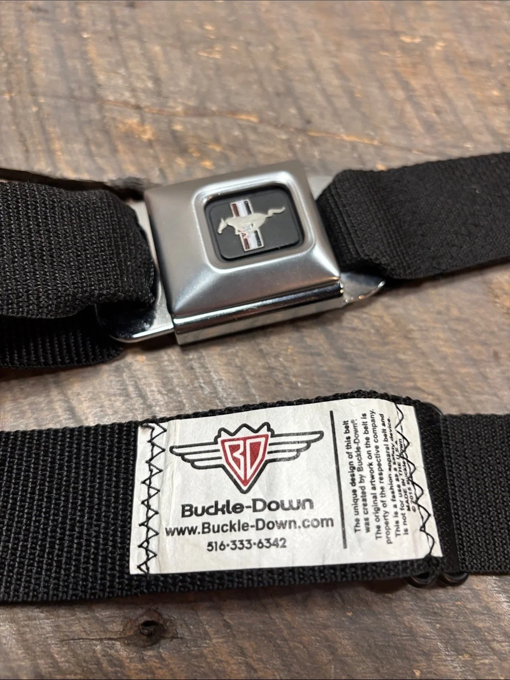 Buckle Down Ford Mustang Black Seat Belt with featuring Mustang Horse Emblem
